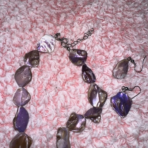 Purple and Brown Stone Necklace and Earring Set - Picture 7 of 8